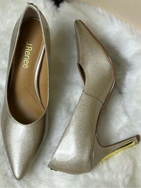 J.Renee Phoebi,women shoes,NEW, pumps,Patente Gold accent,glam,shine,event,prom